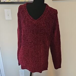 Karen Scott Burgundy V-Neck Sweater